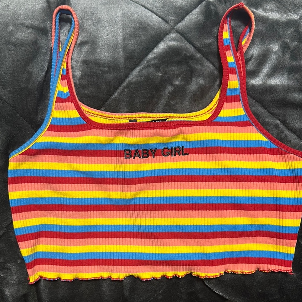 NEVER WORN! Vibrant Striped Crop Top (XL)